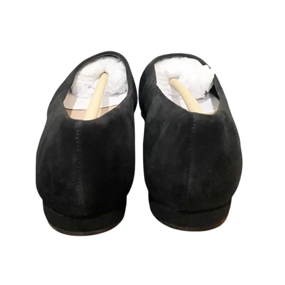 Anthro Steven By Steve Madden Bantry Black Suede Ballet Flat Shoes 6 Corp Casual